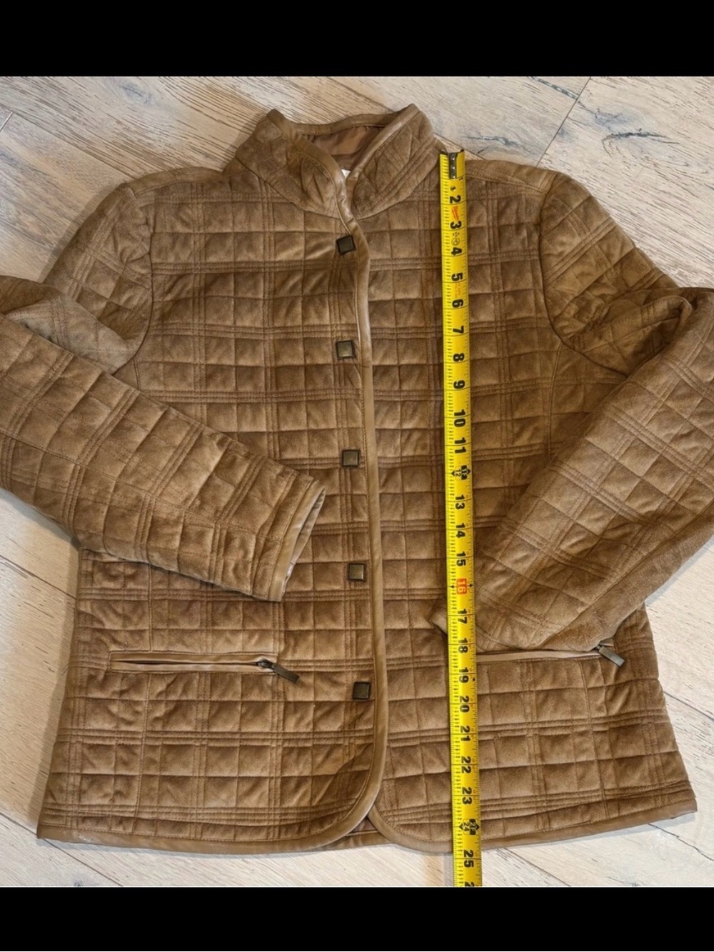 Tweeds Quilted Faux Suede Vintage Jacket M Tan Camel Equestrian Barn Coat Pocket - Picture 7 of 16